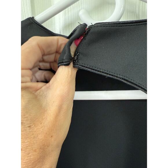 SHO Tadashi Shoji LOREN NEOPRENE MINI DRESS Black silver sequence slit S NWOT - Picture 7 of 15